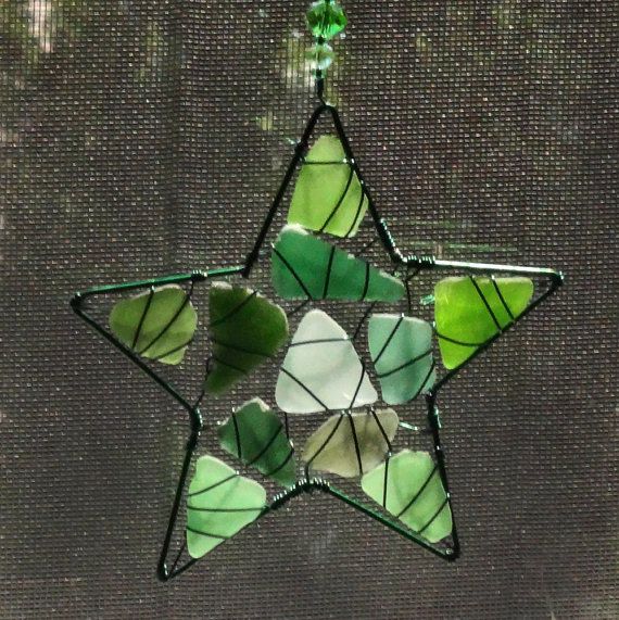Étoile en verre marin — bijou décoratif recyclé